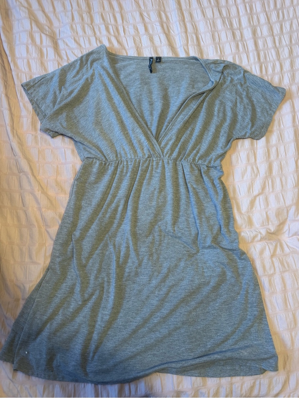 Heather Gray V-Neck Short Sleeve Dress